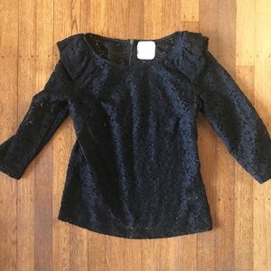 Anthropologie Pins and Needles Black Lace Top